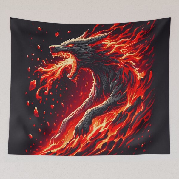Item preview, Fire Lava Wolf Emerging From Magma, Ai Generated Art  designed and sold by ACC .