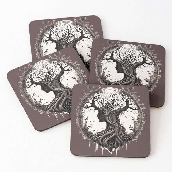 Item preview, Uprooted Down Tree Shaped Woman's Face with Birds designed and sold by Vilemo.