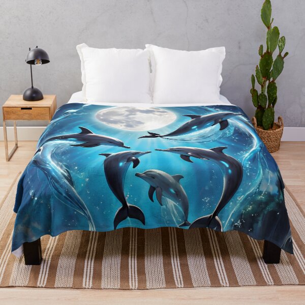 Item preview, "Moonlit Leaps: Dolphins in Lunar Flight" designed and sold by LuckyCosmos.
