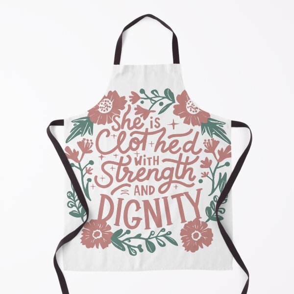 Item preview, Christian Typography: She is Clothed with Strength and Dignity - Pink Rosey Floral Design designed and sold by HahaHandlesHub.