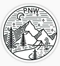 PNW Pacific Northwest Oregon Washington Geometric Mountain Trees Stars Moon Design Sticker