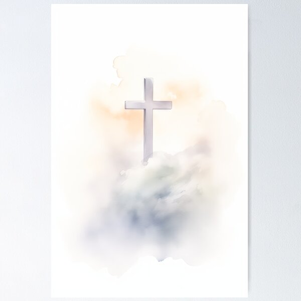 Item preview, Minimalist Christian Cross in the Clouds designed and sold by AdamesArtStudio.