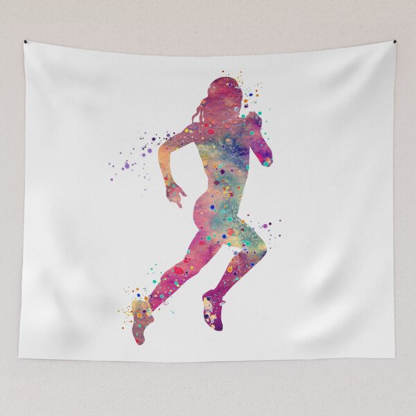 Item preview, Girl Running Watercolor Silhouette designed and sold by LotusGifts.