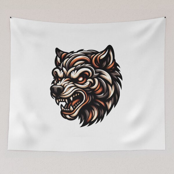 Item preview, Angry Wolf Face Doodle Style Art Design designed and sold by SimpleP.