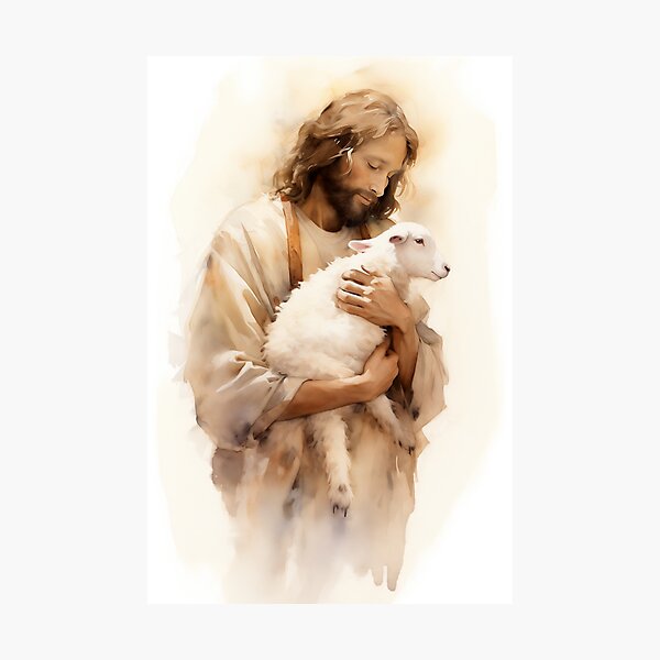 Item preview, Jesus Christ the Good Shepherd - Lost Sheep Watercolour designed and sold by AdamesArtStudio.
