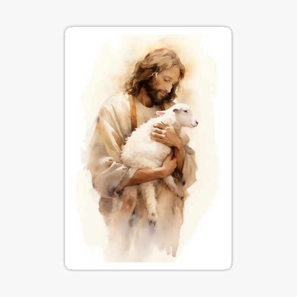 Item preview, Jesus Christ the Good Shepherd - Lost Sheep Watercolour designed and sold by AdamesArtStudio.
