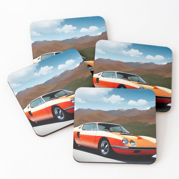 Item preview, Retro Revival: Orange Sports Car Against the Backdrop of Rolling Hills designed and sold by GrizzlyCollective.