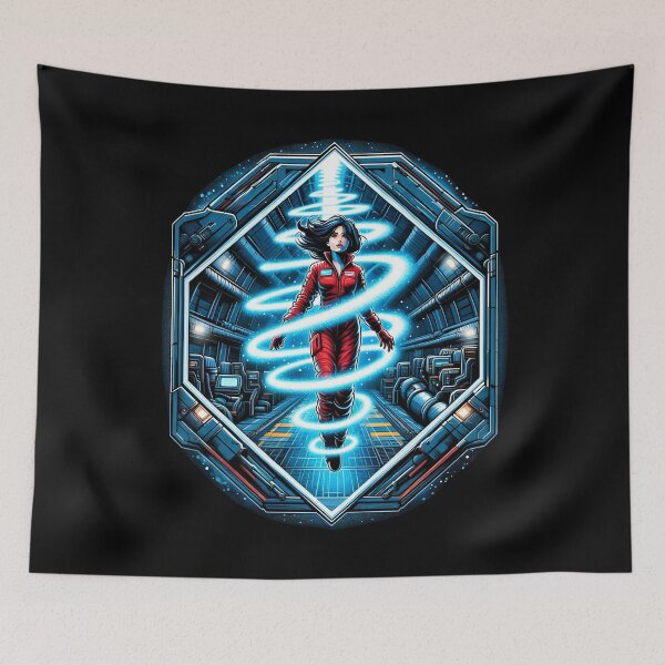 Item preview, Space Traveler Enveloped by Blue Light - Sci-fi designed and sold by Fenay Designs.