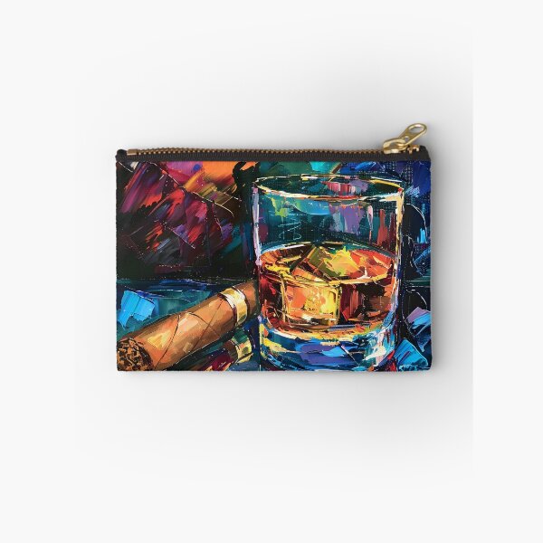 Artikelvorschau, Kubistische Träumerei – Ein lebendiger Tanz der Farben in Whiskyglas, brennender Zigarre und rätselhaftem Rauch entworfen und verkauft von OlfactoART Studio.