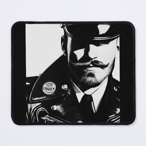 Item preview, 1940 Mustached Leather Daddy Officer LGBTQ Gay Pride Graphic Design designed and sold by ItsAKinkThing.
