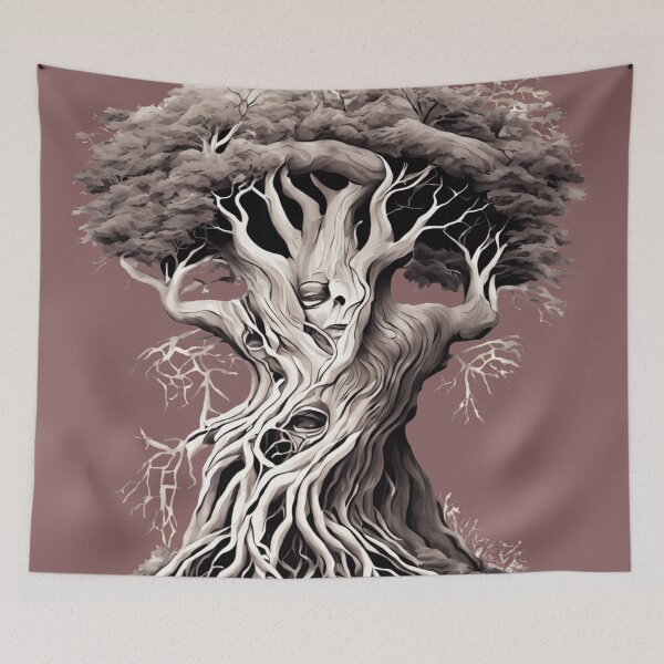 Item preview, Uprooted Mysterious Ancient Tree with Skull-Like Face and Long Roots designed and sold by Vilemo.