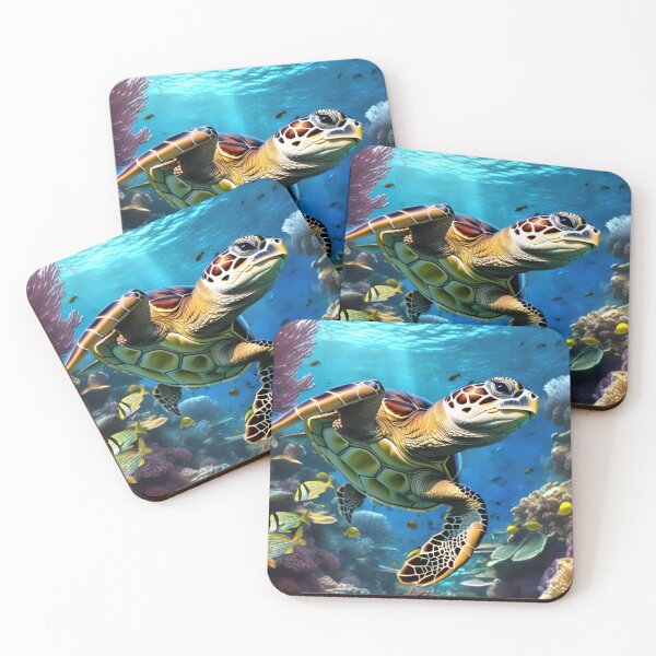 Item preview,  Sea Turtle swimming through a coral reef  designed and sold by Sadoart.