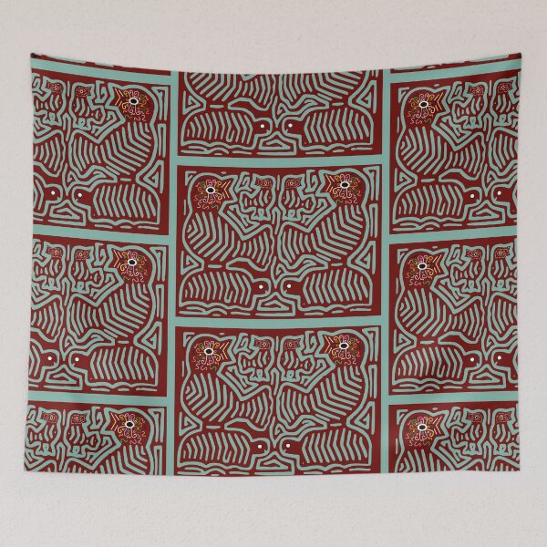 Item preview, two birds singing, mola panama design illustration designed and sold by Melquidedec.