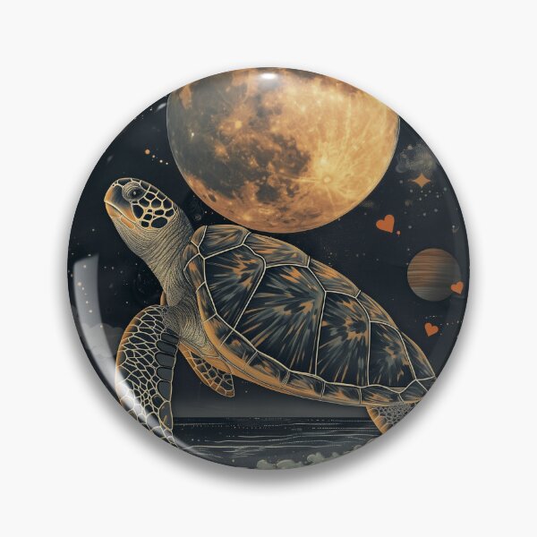 Item preview, Surfing the Cosmic Waves Sea-Turtle in Space lit by the Full Moon designed and sold by SacredRealmArt.