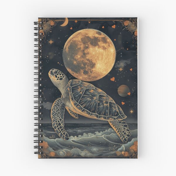 Item preview, Surfing the Cosmic Waves Sea-Turtle in Space lit by the Full Moon designed and sold by SacredRealmArt.
