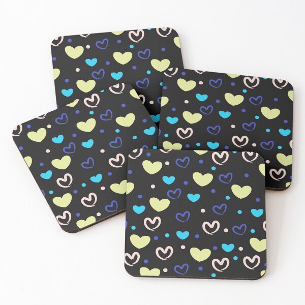 Item preview, Green Blue & Pink Hearts ; Bohemian Pattern designed and sold by PatternInArt.