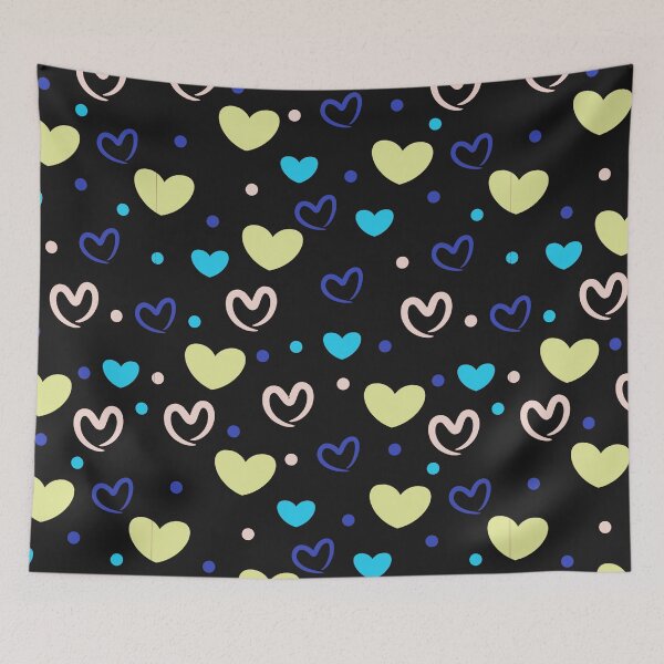 Item preview, Green Blue & Pink Hearts ; Bohemian Pattern designed and sold by PatternInArt.