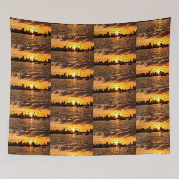 Item preview, Fire in the Sky Over Miami - Sunset in Miami Beach, Miami - Atlantic Ocean designed and sold by S S Photography.
