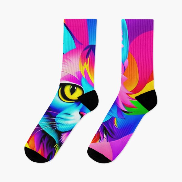 Item preview, Graffiti Inspired Art - abstract colorful cat looking at you designed and sold by SpartanDStore.