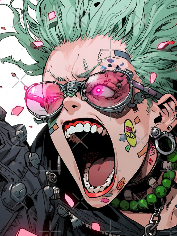 Thumbnail 4 of 4, iPhone Case, Angry Cyberpunk Rocker Chick designed and sold by bubblegoth.