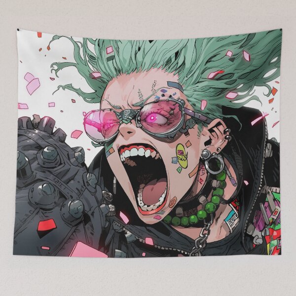 Item preview, Angry Cyberpunk Rocker Chick designed and sold by bubblegoth.