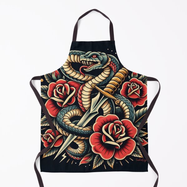 Item preview, Serpentine Edge Blue Snake Dagger Roses Tattoo designed and sold by Virginiasanimal.
