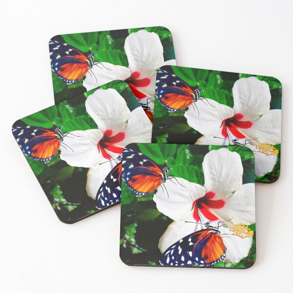 Item preview, Two Heliconius hecate butterflies pollinating a Hibiscus flower designed and sold by Peter Etchells.