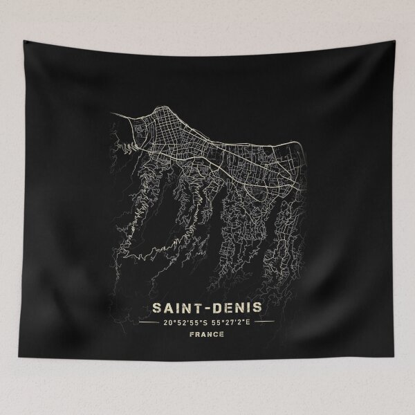 Item preview, Map of Saint-Denis la Reunion Black and white designed and sold by Jerhus.