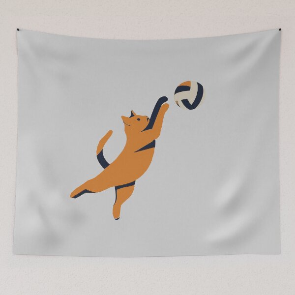 Item preview, Airborne Attack: Playful Tabby Cat Spikes Volleyball designed and sold by Feline Rockstars.