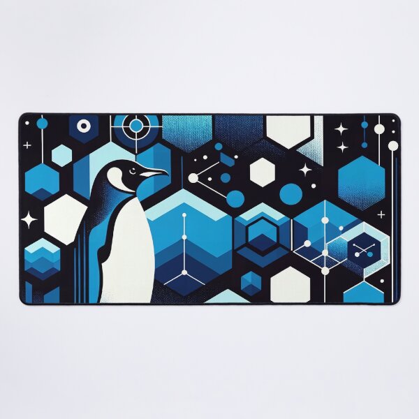Item preview, Deep Blue Penguin In Winter Antarctic Forest With Geometry Sky Cool Patterns designed and sold by PenguinForests.