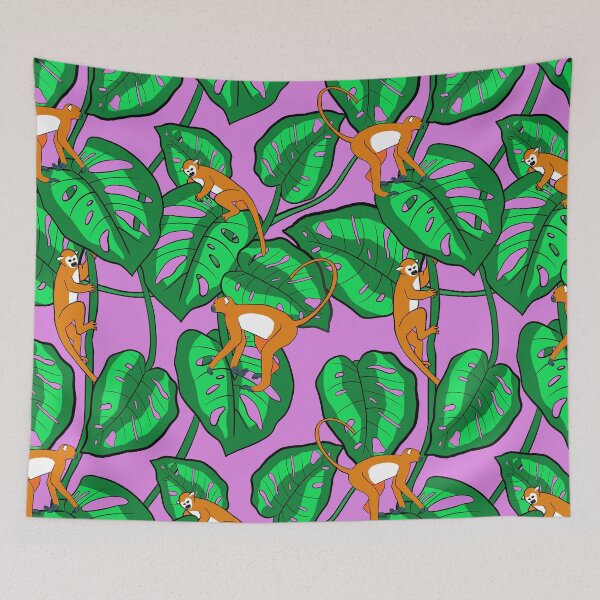 Item preview, Monstera Monkey Pattern in Hot Pink designed and sold by Andrea Turner.