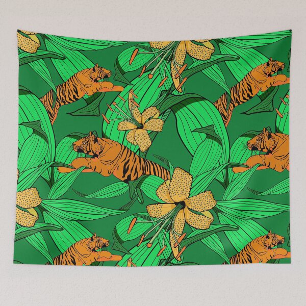 Item preview, Tiger Lily Pattern in Banana Yellow designed and sold by Andrea Turner.