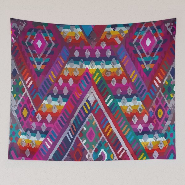 Item preview, Dopamine decor aztec textile bright multicolor maximalist decor mexican folk art designed and sold by T-Mex.