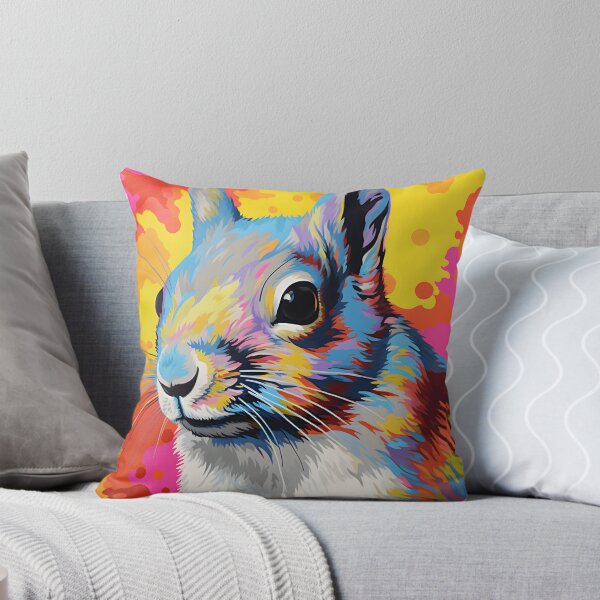 Item preview, Eastern Gray Squirrel portraits art. animal colorful. Animal throw pillow.  designed and sold by formform.