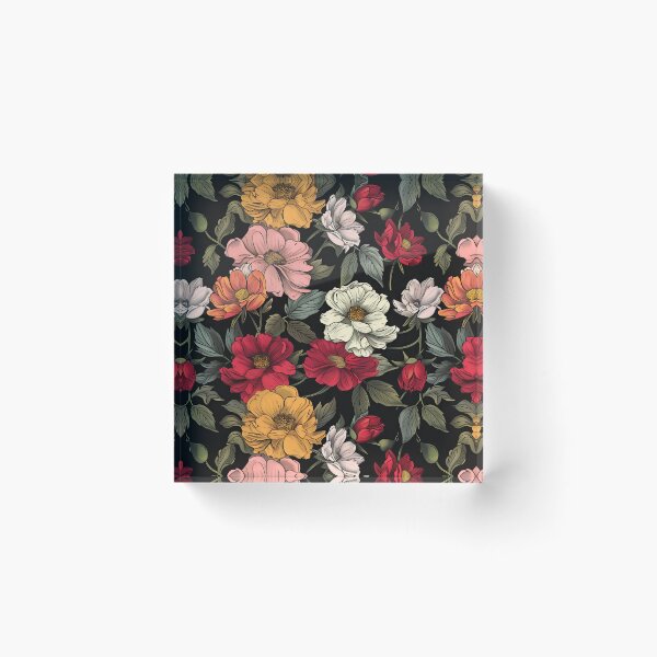 Item preview, Vintage Blooms: Multicolored Flowers on Noir Canvas designed and sold by cruzjone.