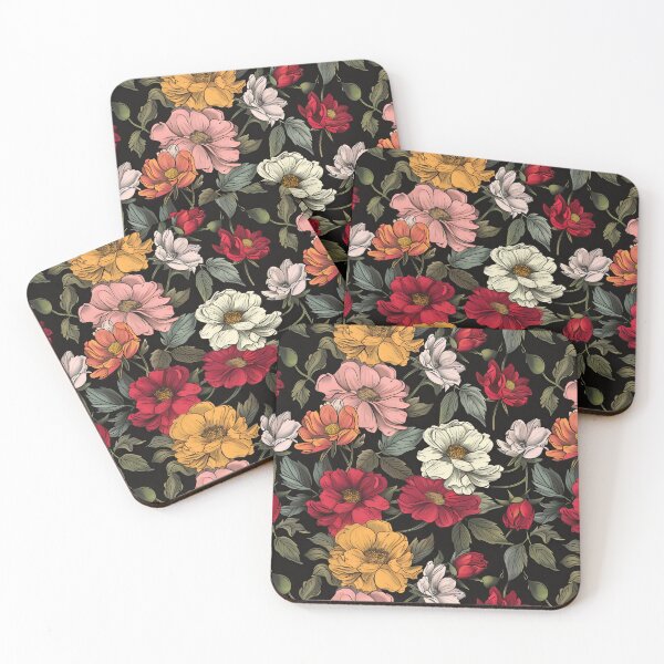 Item preview, Vintage Blooms: Multicolored Flowers on Noir Canvas designed and sold by cruzjone.