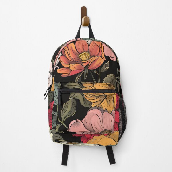 Item preview, Vintage Blooms: Multicolored Flowers on Noir Canvas designed and sold by cruzjone.