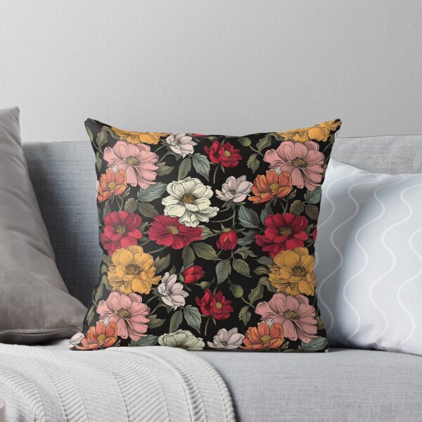 Item preview, Vintage Blooms: Multicolored Flowers on Noir Canvas designed and sold by cruzjone.