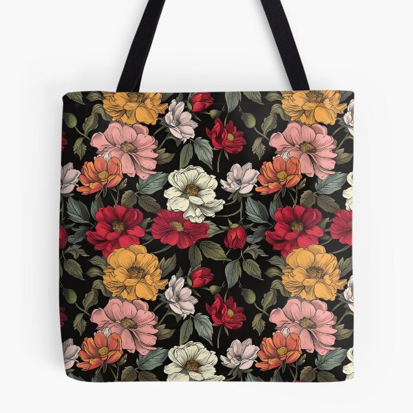 Item preview, Vintage Blooms: Multicolored Flowers on Noir Canvas designed and sold by cruzjone.