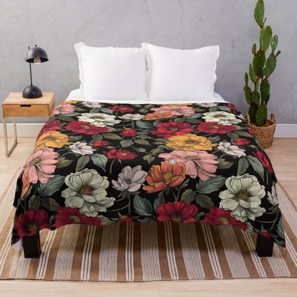 Item preview, Vintage Blooms: Multicolored Flowers on Noir Canvas designed and sold by cruzjone.