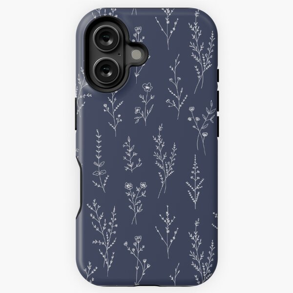 New Wildflowers Pattern - Dark Blue iPhone Tough Case