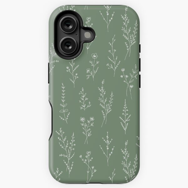 New Wildflowers Pattern - Sage Green iPhone Tough Case