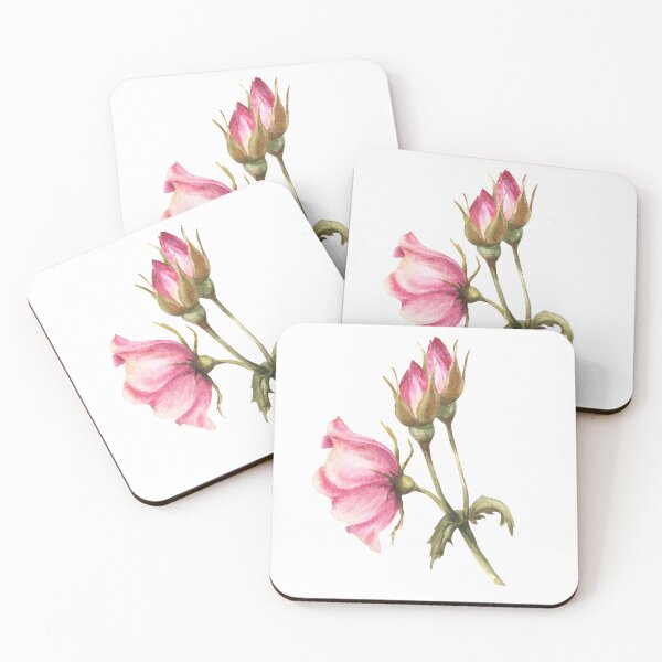 Item preview, Watercolor sticker wild rosehip branch with buds and flower dog rose. Hand drawn illustration designed and sold by BartolArt.