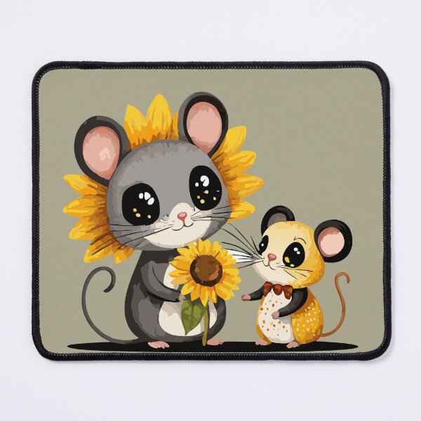 Item preview, cute little mouse big kind eyes takes a sunflower from his mother designed and sold by Firas Aljazzar.