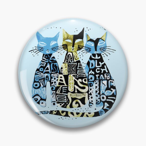 Item preview, Boho Retro Cats Trio - Simple Illustration in green, Blue, and Black designed and sold by ironpalette.