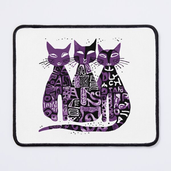 Item preview, Boho Retro Cats Trio - Simple Illustration in green, Blue, and Black designed and sold by ironpalette.