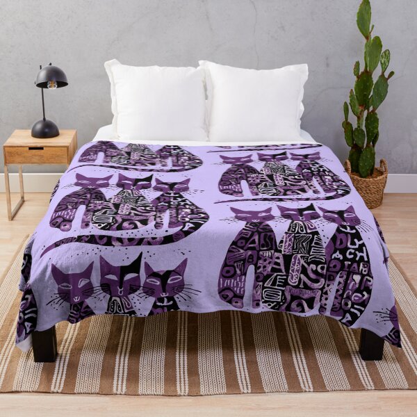 Item preview, Boho Retro Cats Trio - Simple Illustration in green, Blue, and Black designed and sold by ironpalette.