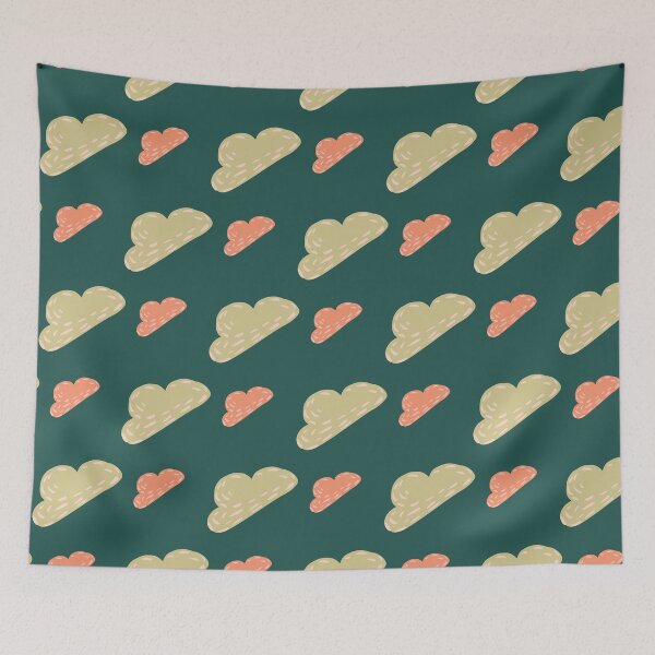 Item preview, Green & Red Clouds on Green Texture ; Bohemian Pattern designed and sold by PatternInArt.