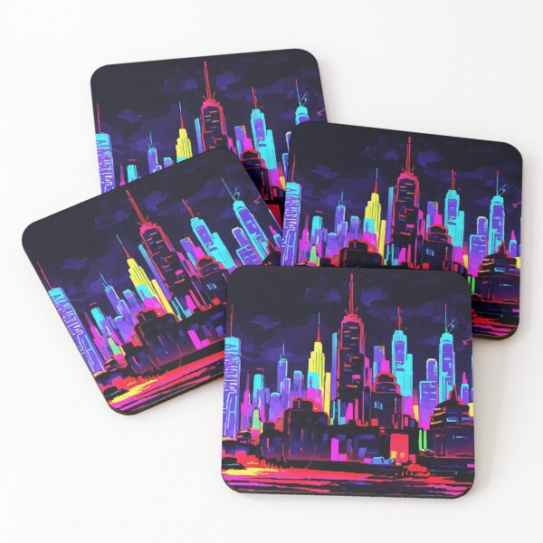Aperçu de l'œuvre Neon Nights : un paysage urbain vibrant créée et vendue par MadebyTommy.