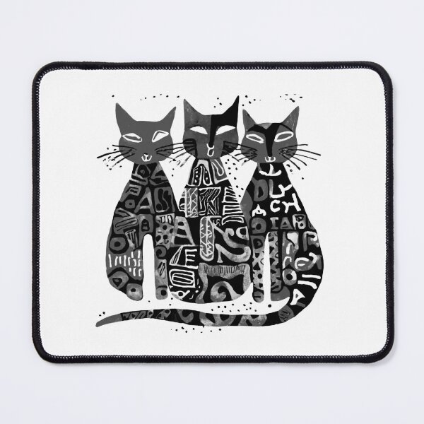 Item preview, Boho Retro Cats Trio - Simple Illustration in green, Blue, and Black designed and sold by ironpalette.